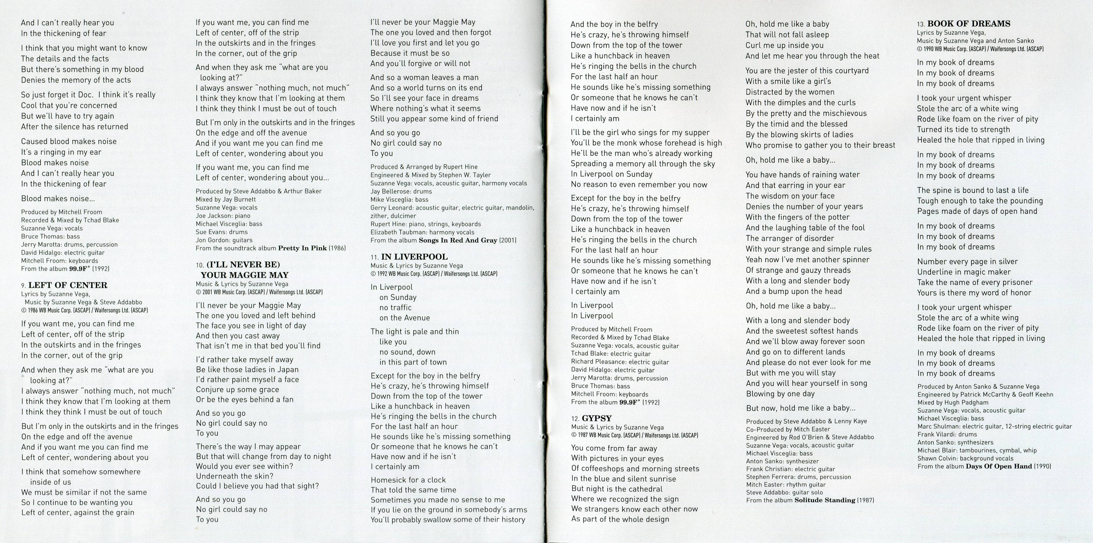 Suzanne Vega  The Best Of; Retrospective : Booklet 8